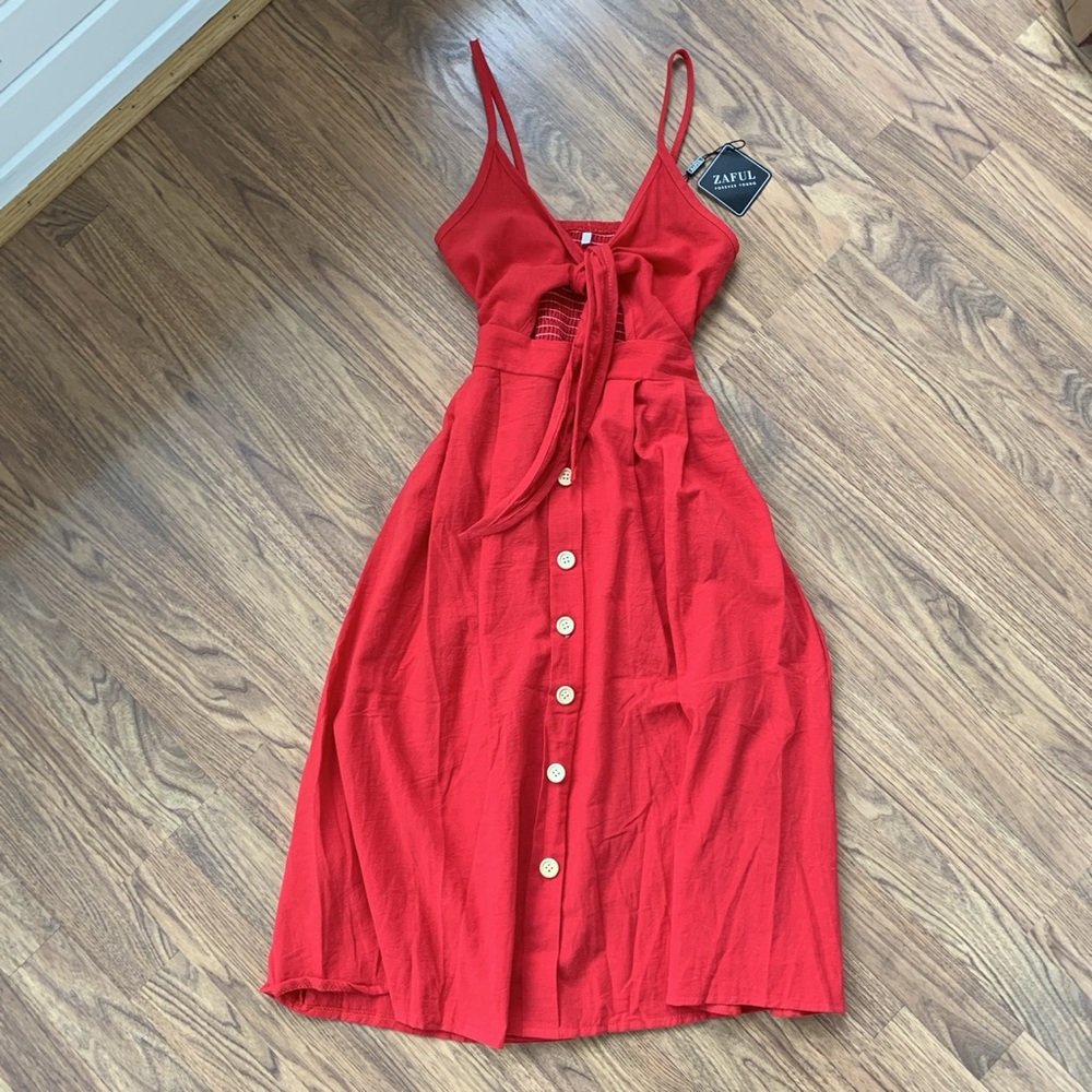 Red medi dress